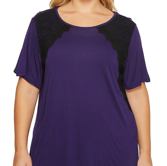 Michael Kors purple shirt with black lace - Picture 1 of 5